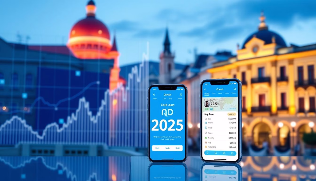 Panorama de préstamos online y estabilidad financiera España 2025 con gráficos de tendencias financieras