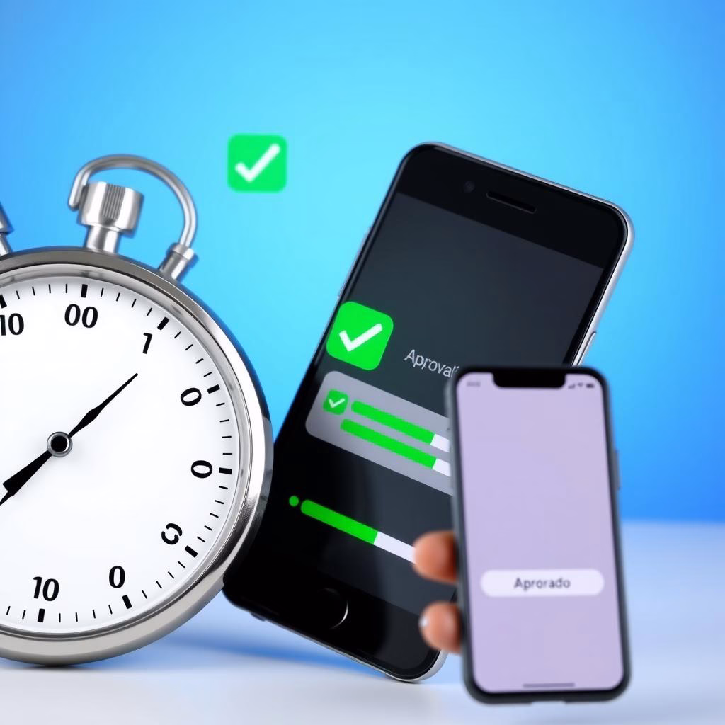 Proceso rápido de aprobación de préstamos online con cronómetro