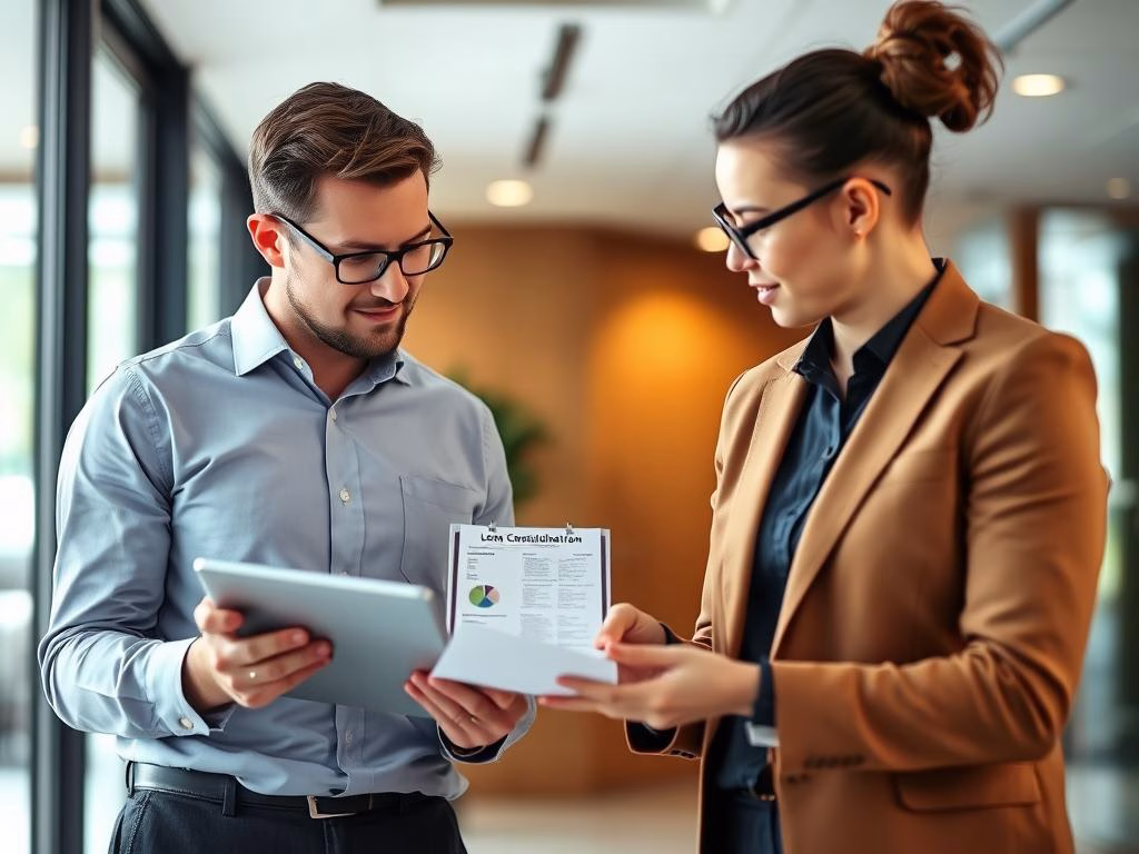 Persona revisando opciones de reunificación de préstamos con un asesor financiero